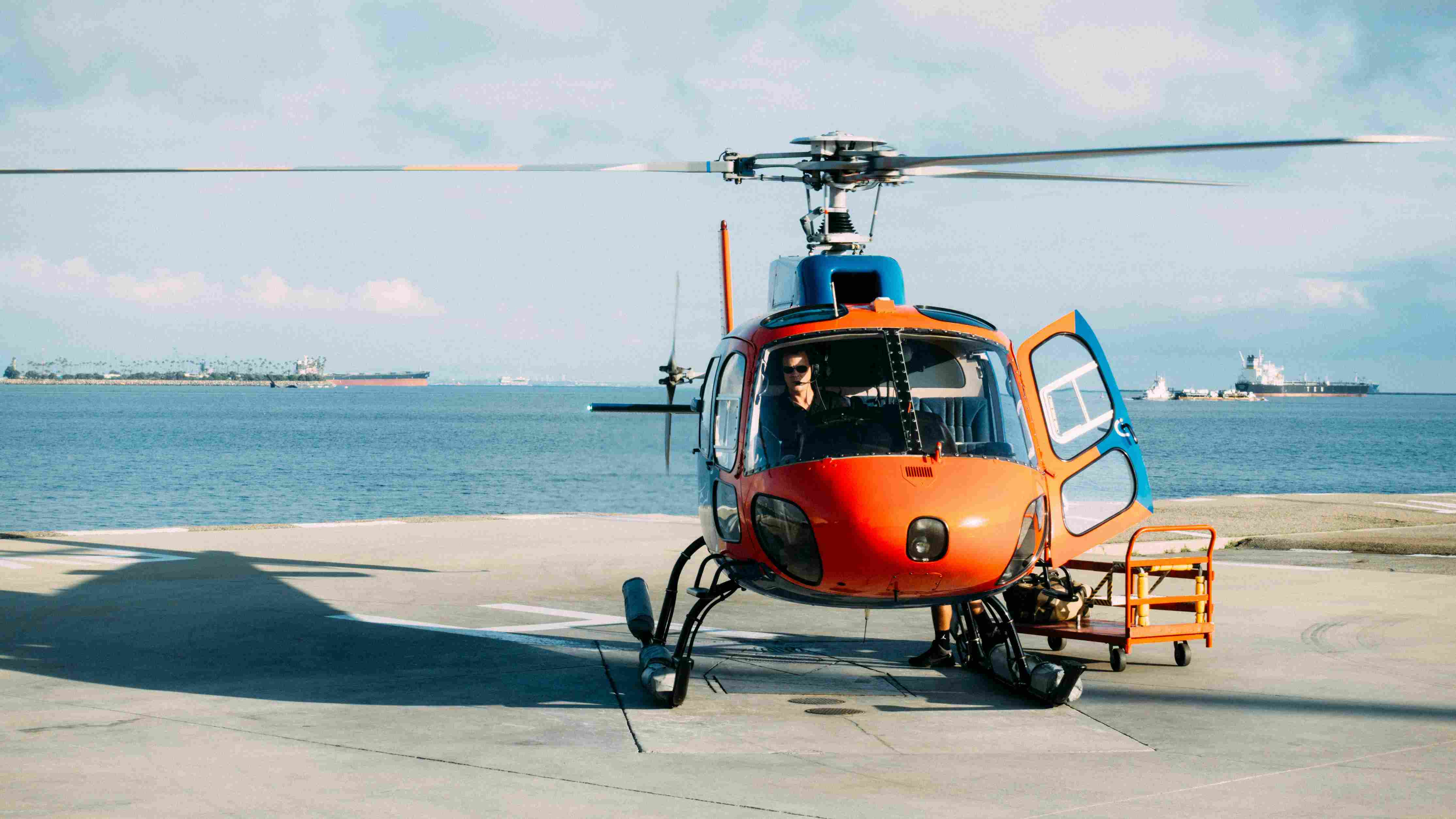 Private helicopter above Egypt landscape